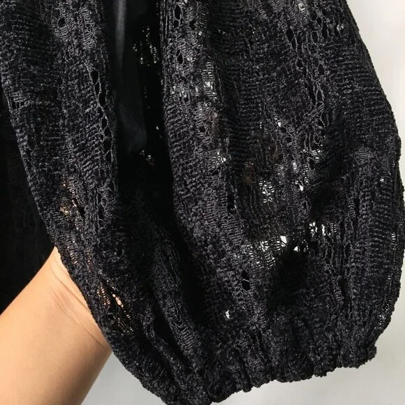 New Free People Women's Black Boho Lace Long Sleeve Dress Size Small - Picture 8 of 15